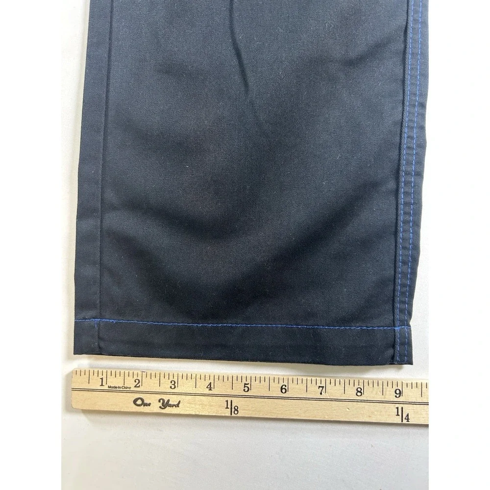True Religion Men Baggy Cargo Pants 36 Black Blue Bold Stitch Utility Urban NWT